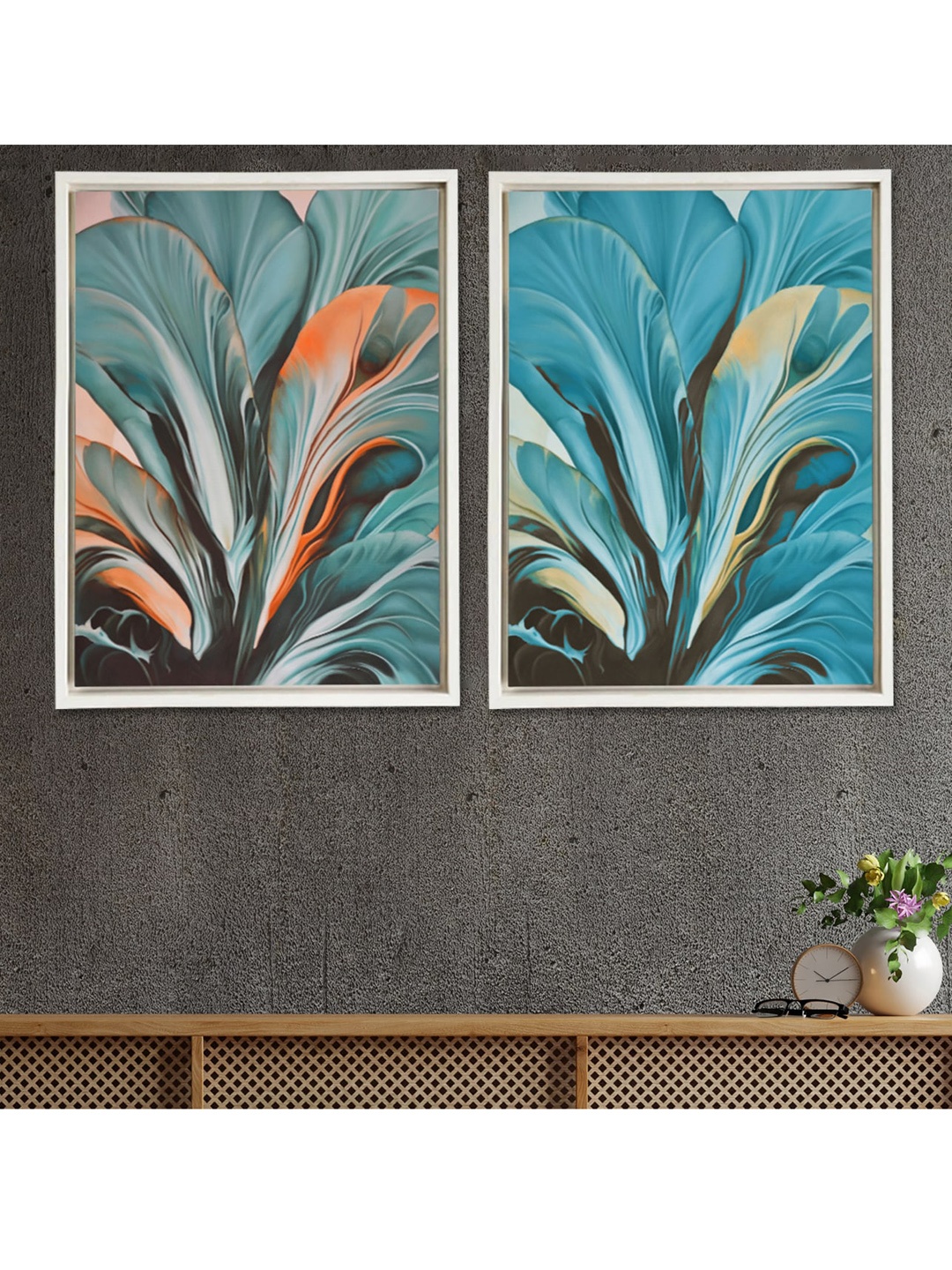 

Art Street Set Of 2 Blue & Grey Abstract Framed Canvas Wall Art