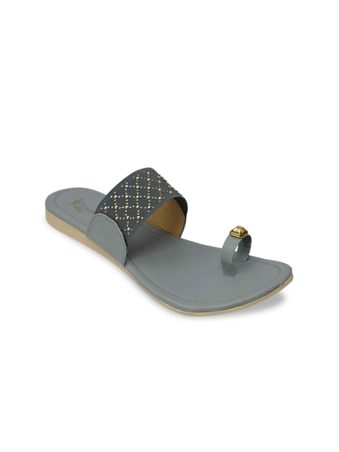 

Padvesh Women Grey Embellished One Toe Flats