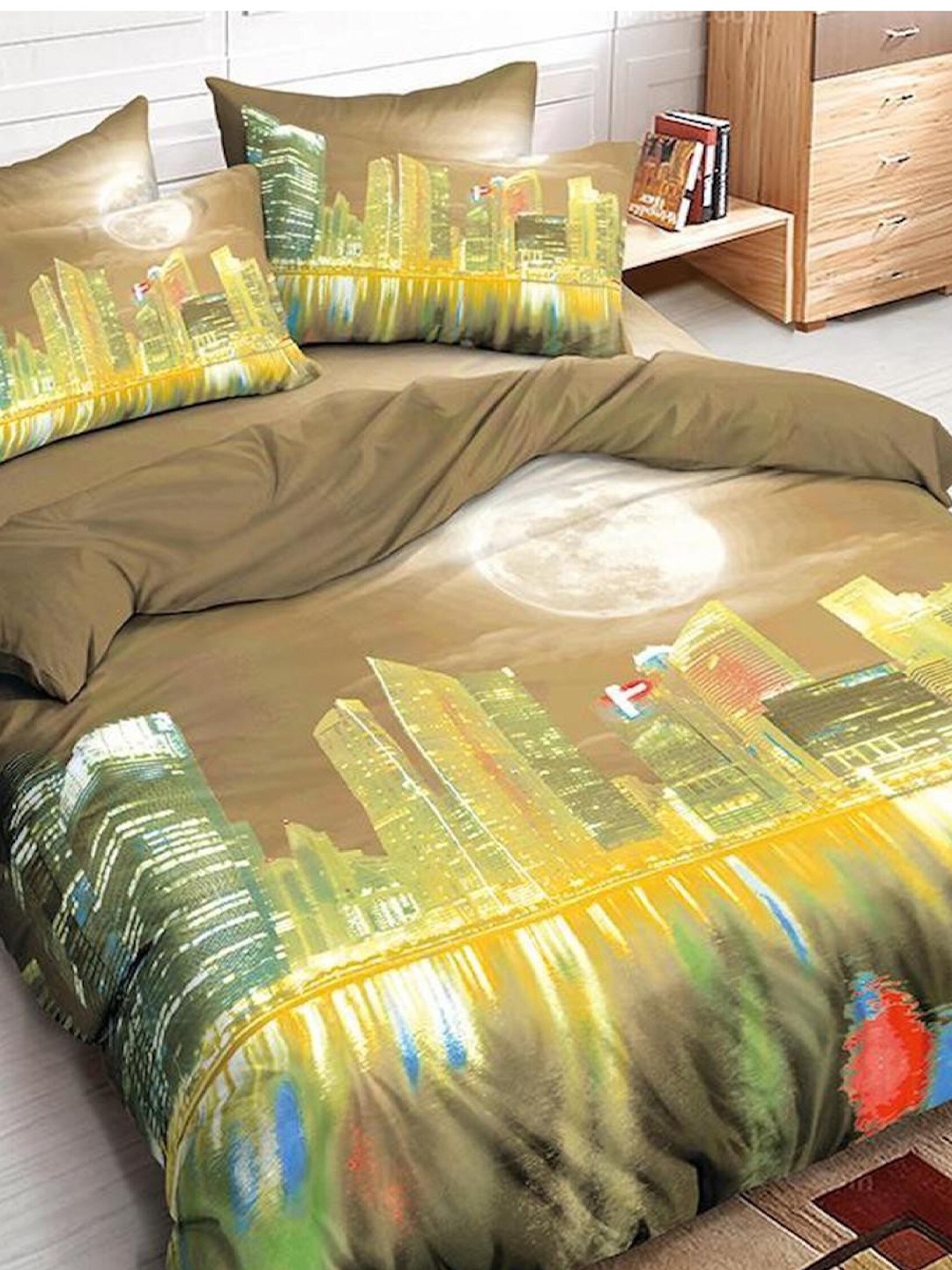 

Varde Multicolour Graphic Printed 140 TC King Bedsheet with 2 Pillow Covers, Multi