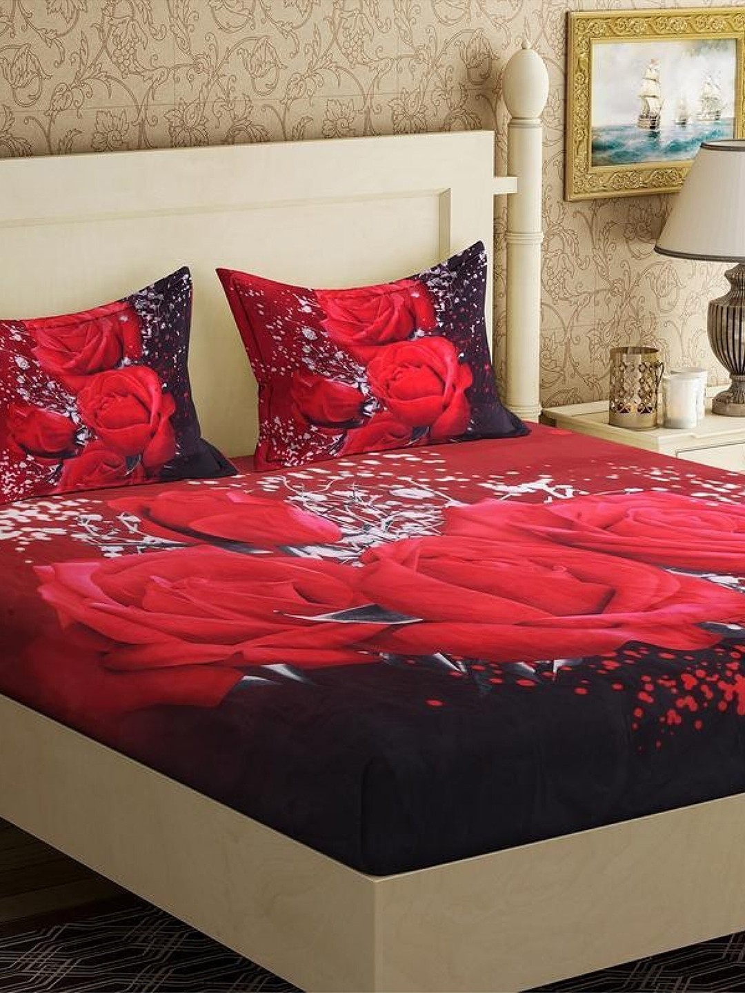 

Varde Multicolour Graphic Printed 140 TC King Bedsheet with 2 Pillow Covers, Multi
