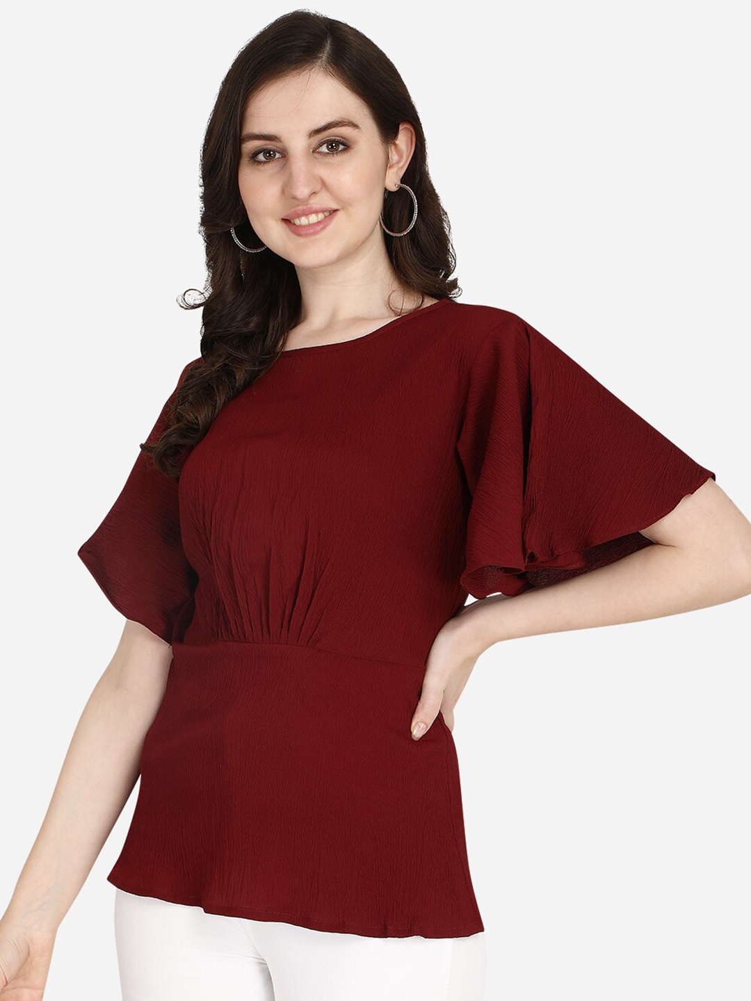 

OM SAI LATEST CREATION Women Maroon Regular Top