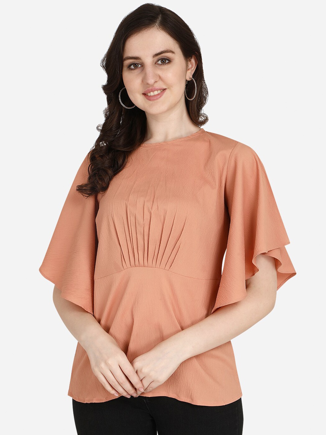 

OM SAI LATEST CREATION Peach-Coloured Cinched Waist Top