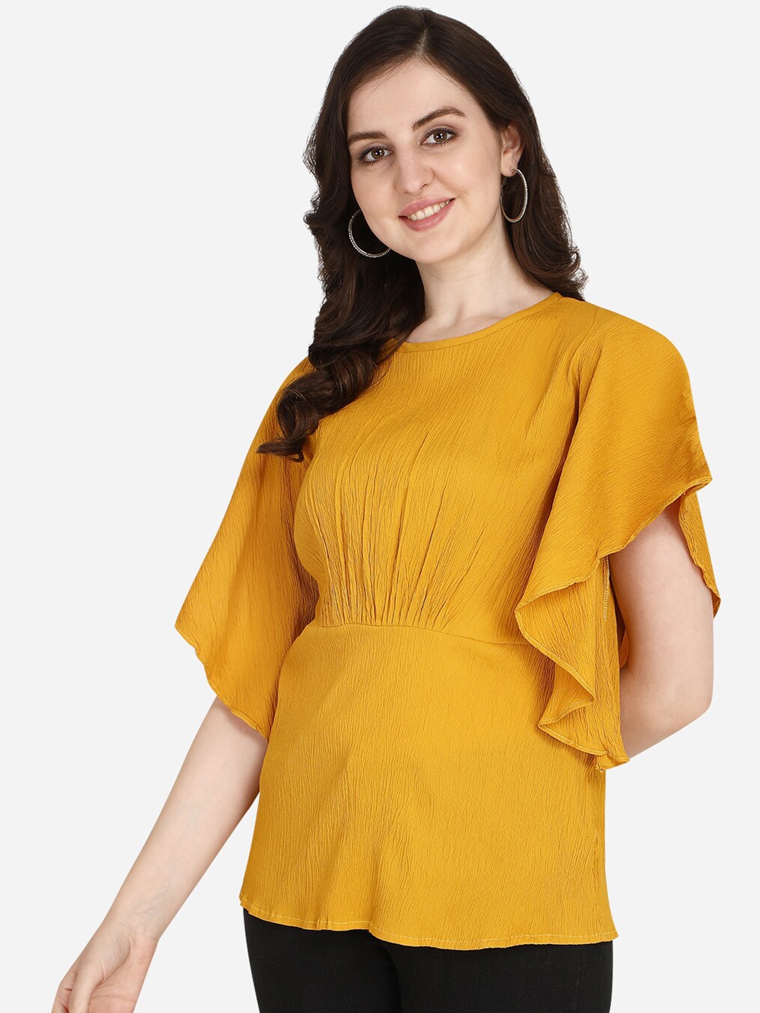 

OM SAI LATEST CREATION Yellow Cinched Waist Top
