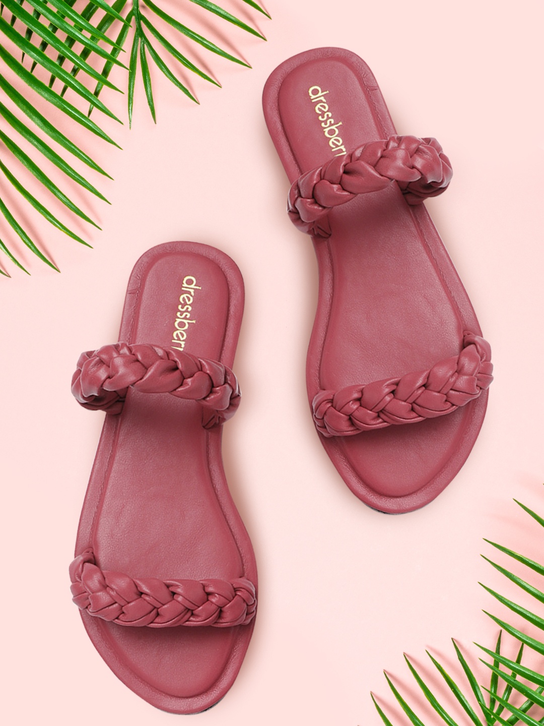 

DressBerry Women Maroon Braided Open Toe Flats