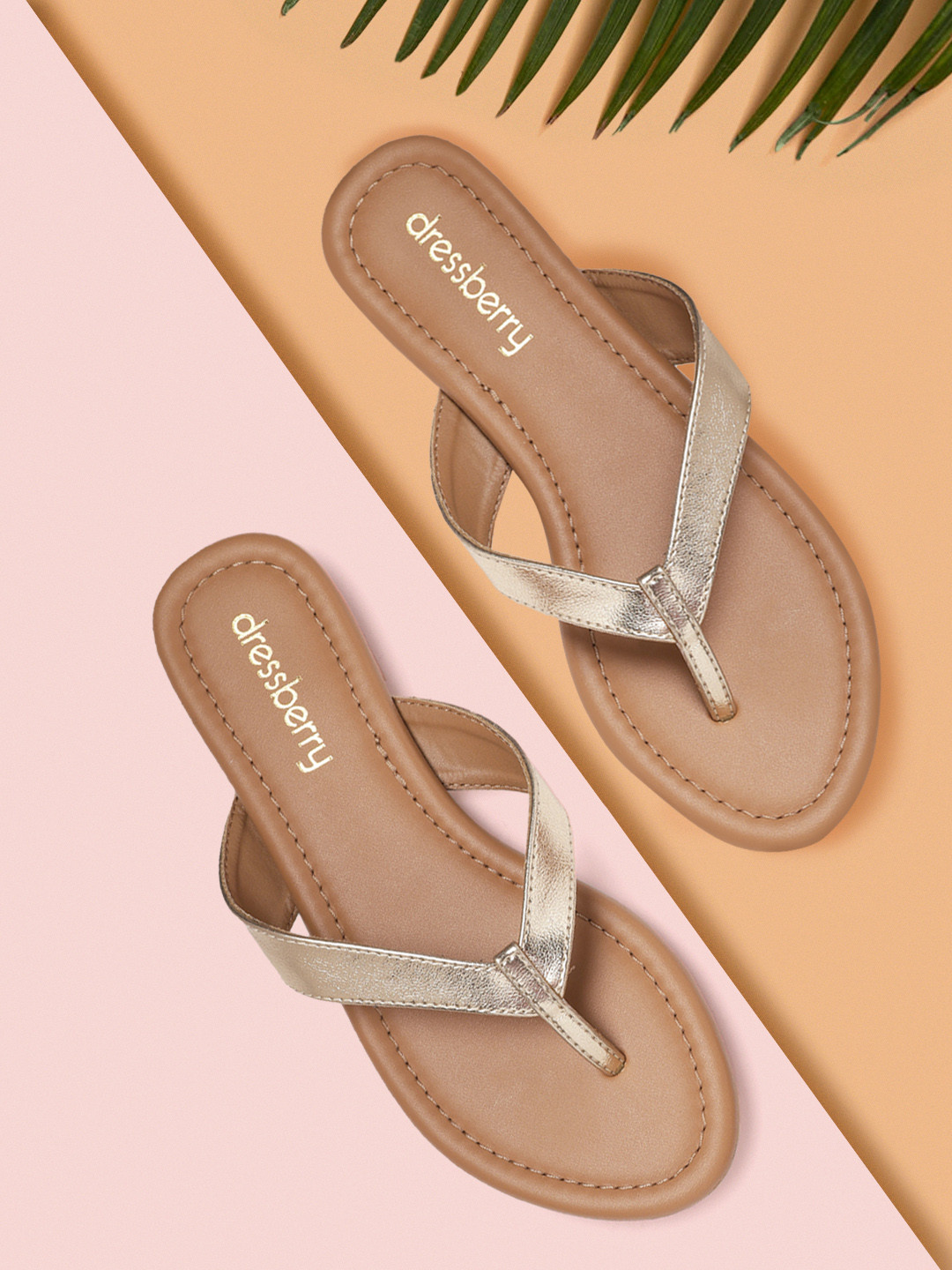 

DressBerry Women Gold-Toned Open Toe Flats