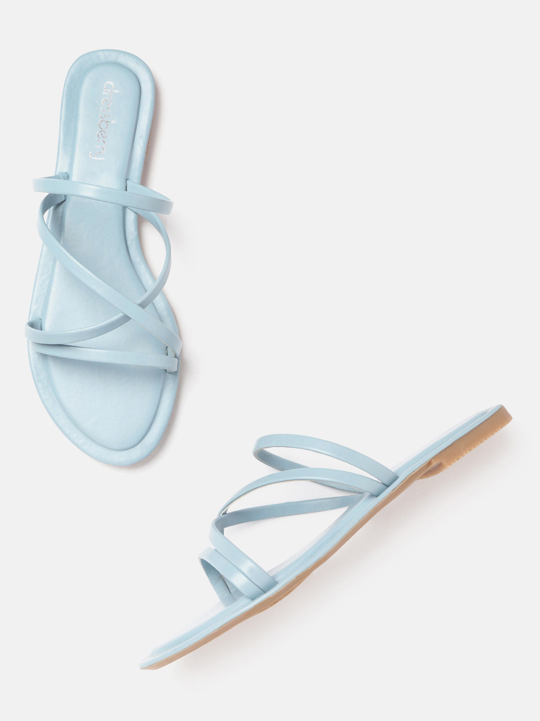 

DressBerry Women Blue Solid Strappy Open Toe Flats