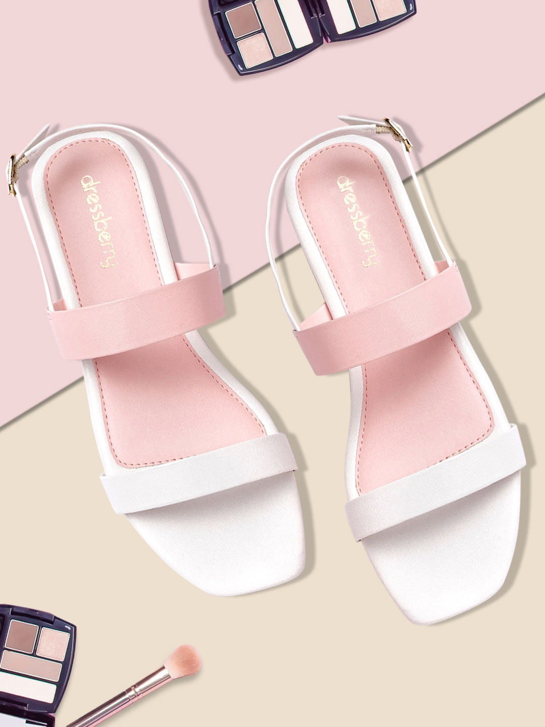 

DressBerry Women Pink & White Solid Open Toe Flats