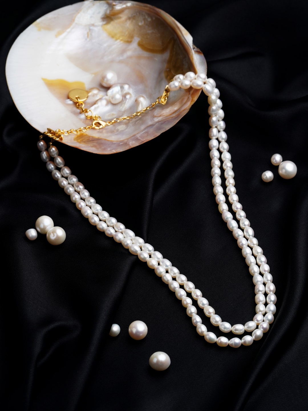 

Zaveri Pearls Off White Freshwater Rice Pearls AAA+ Quality 2 Layers Necklace