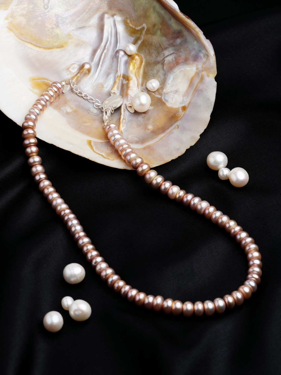 

Zaveri Pearls Lavender Freshwater Button Pearls AAA+ Quality Necklace