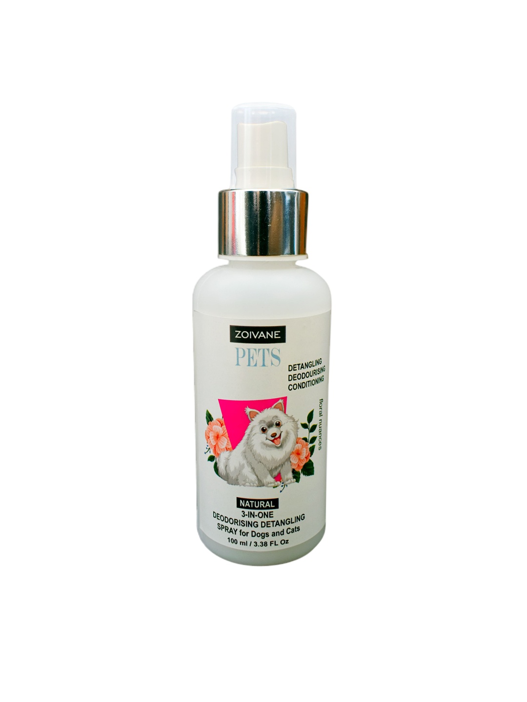 

ZOIVANE White & Pink Detangling Deodorizing Natural Pet Spray