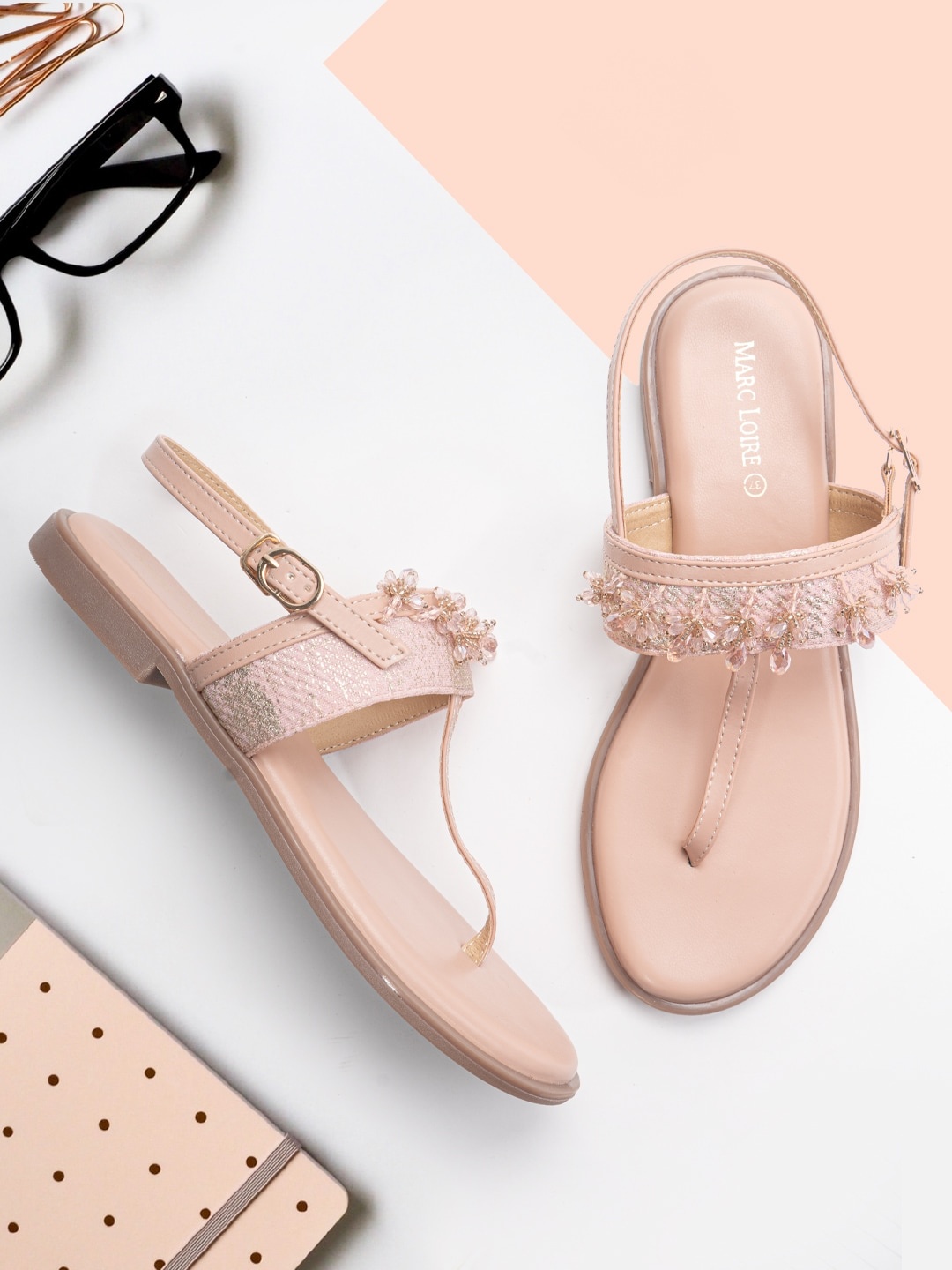 

Marc Loire Women Nude-Coloured T-Strap Flats