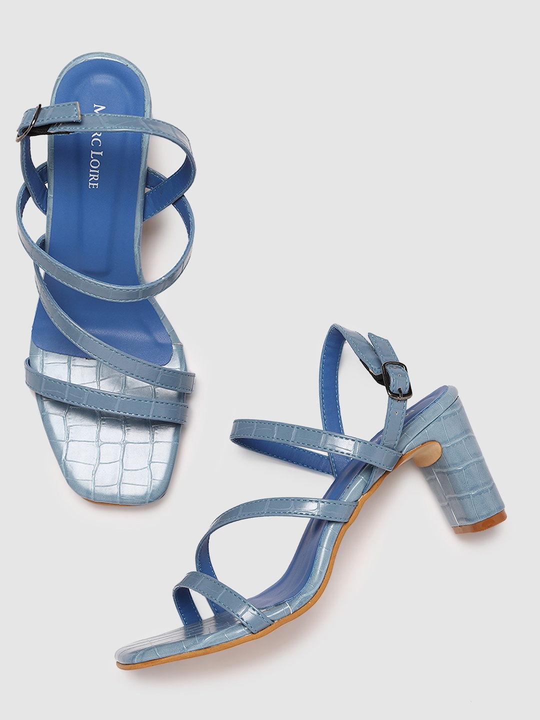 

Marc Loire Woman Blue PU Block Sandals