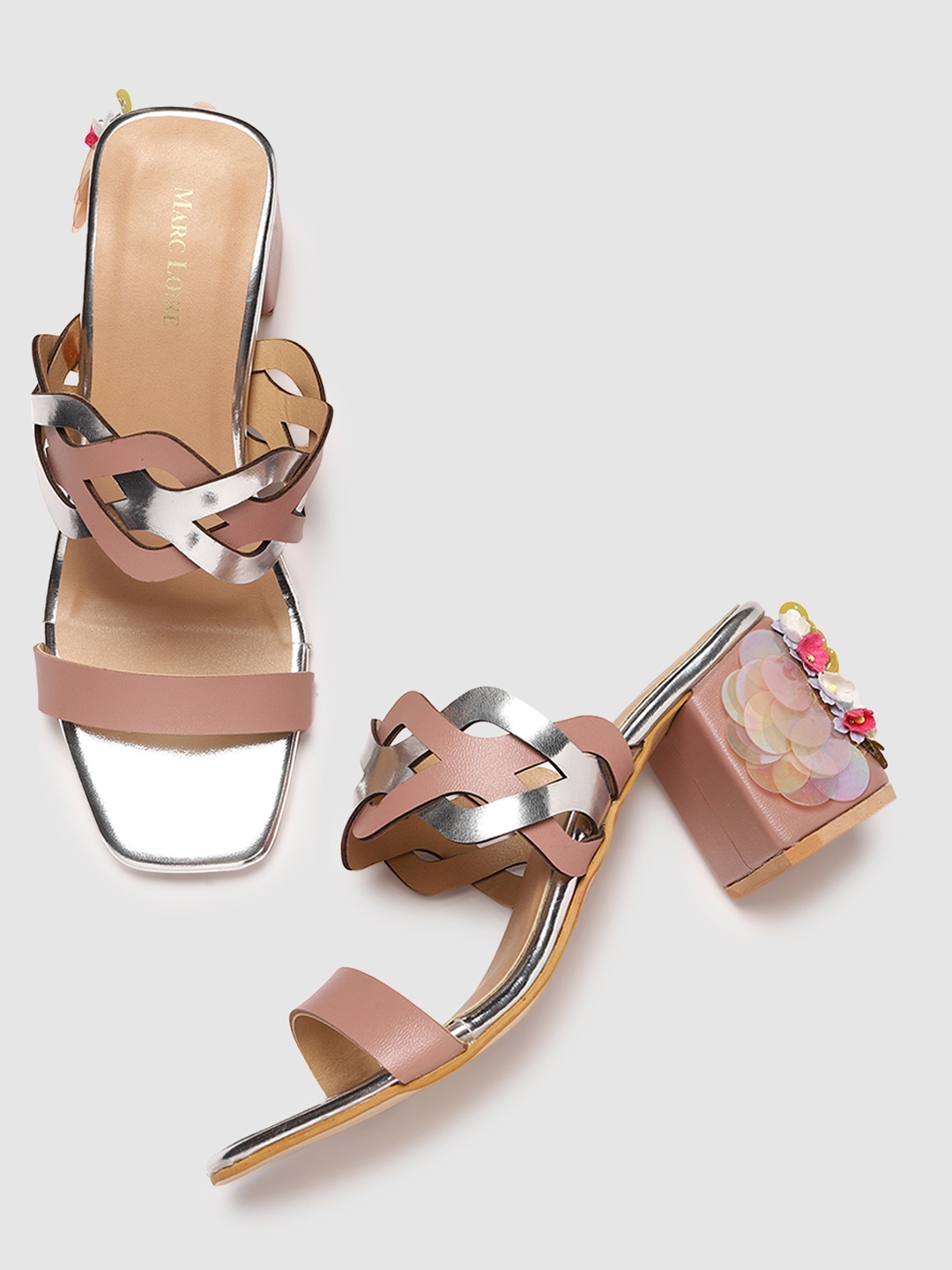 

Marc Loire Pink Embellished Block Sandals