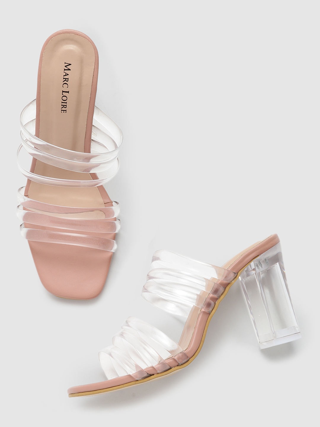 

Marc Loire Nude-Coloured PU Block Sandals