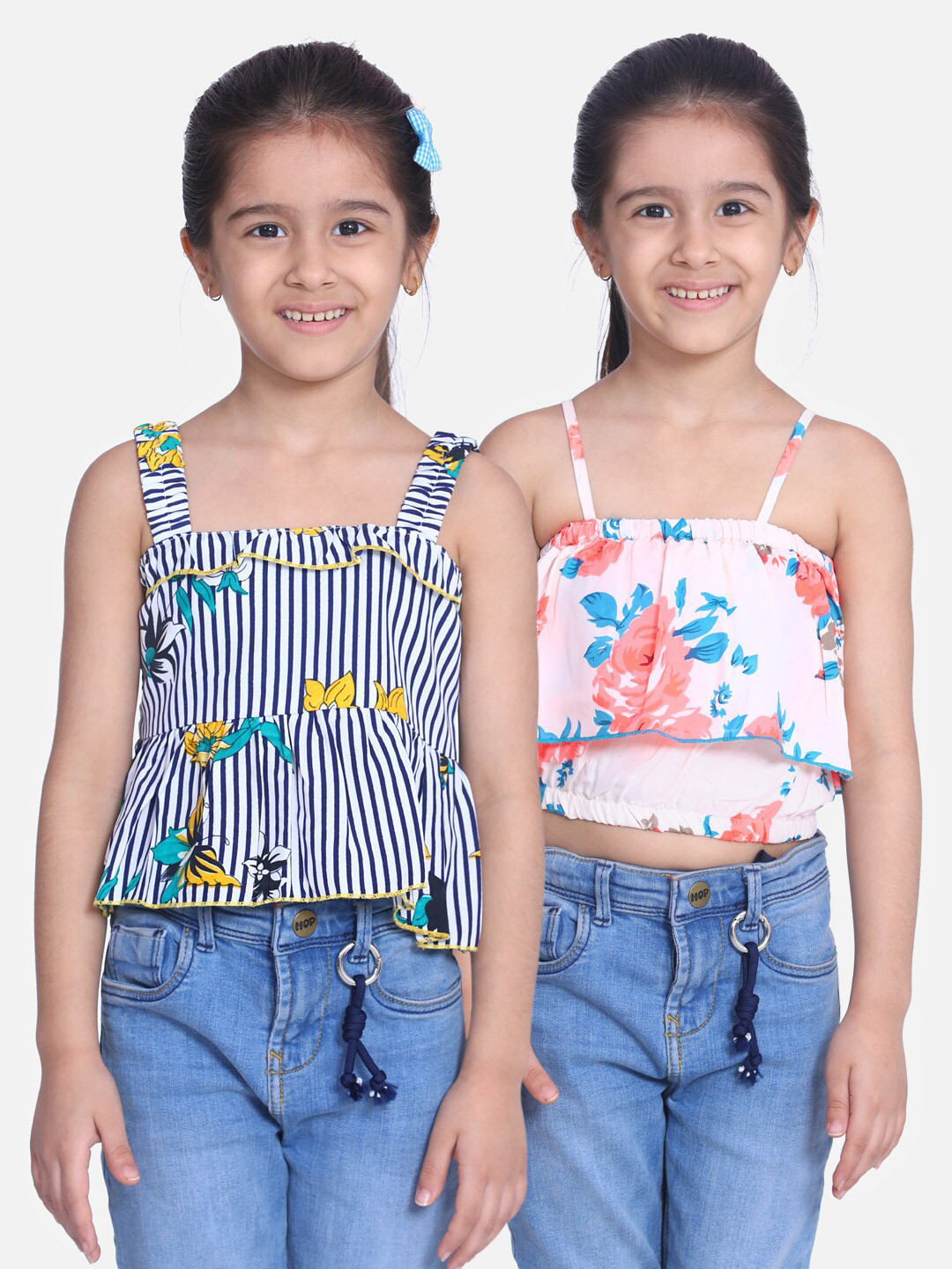 

Cutiekins Pack Of 2 Girls Black Floral Ruffles Crepe Regular Crop Top