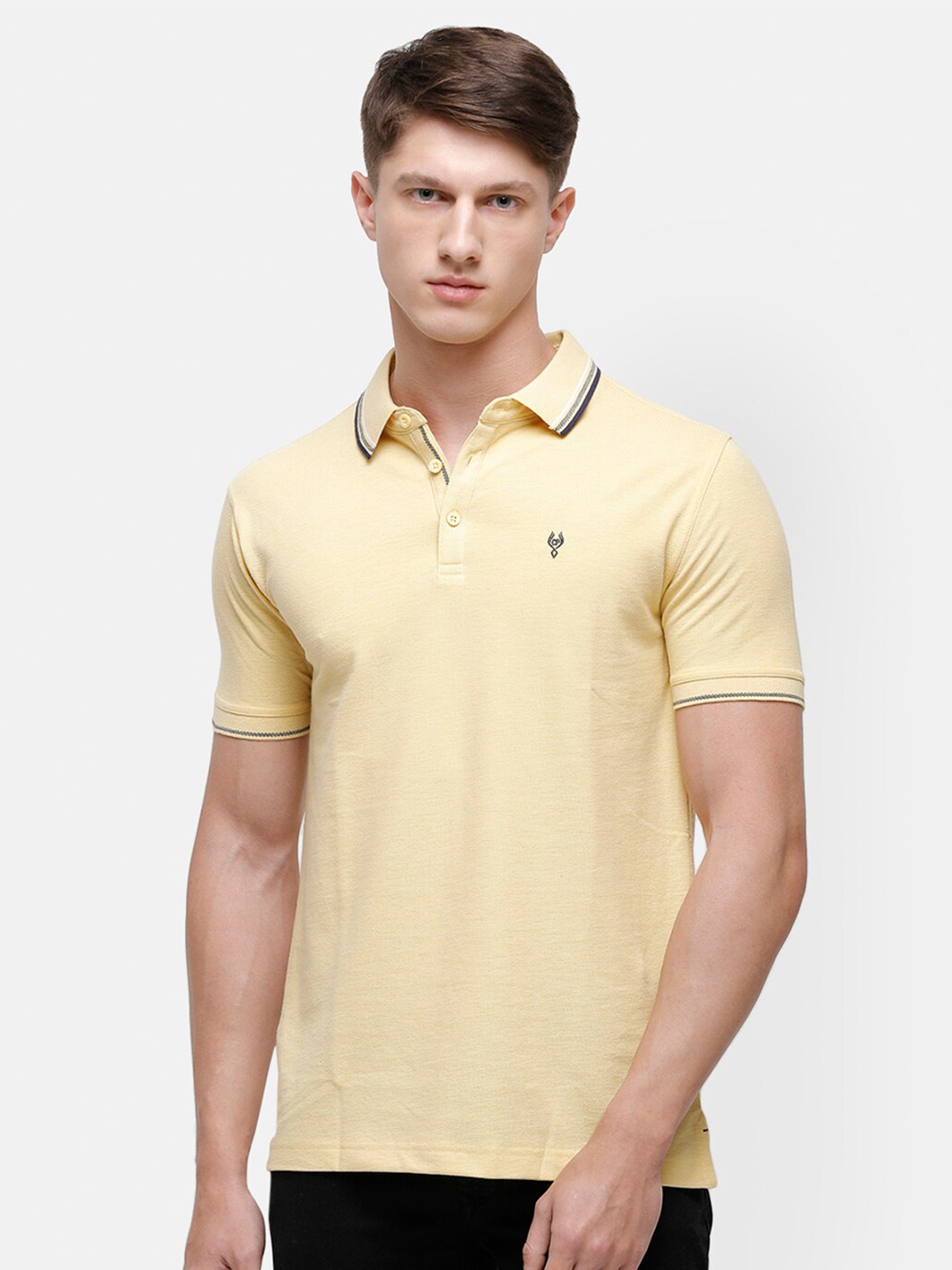 

Classic Polo Men Yellow Polo Collar Slim Fit T-shirt