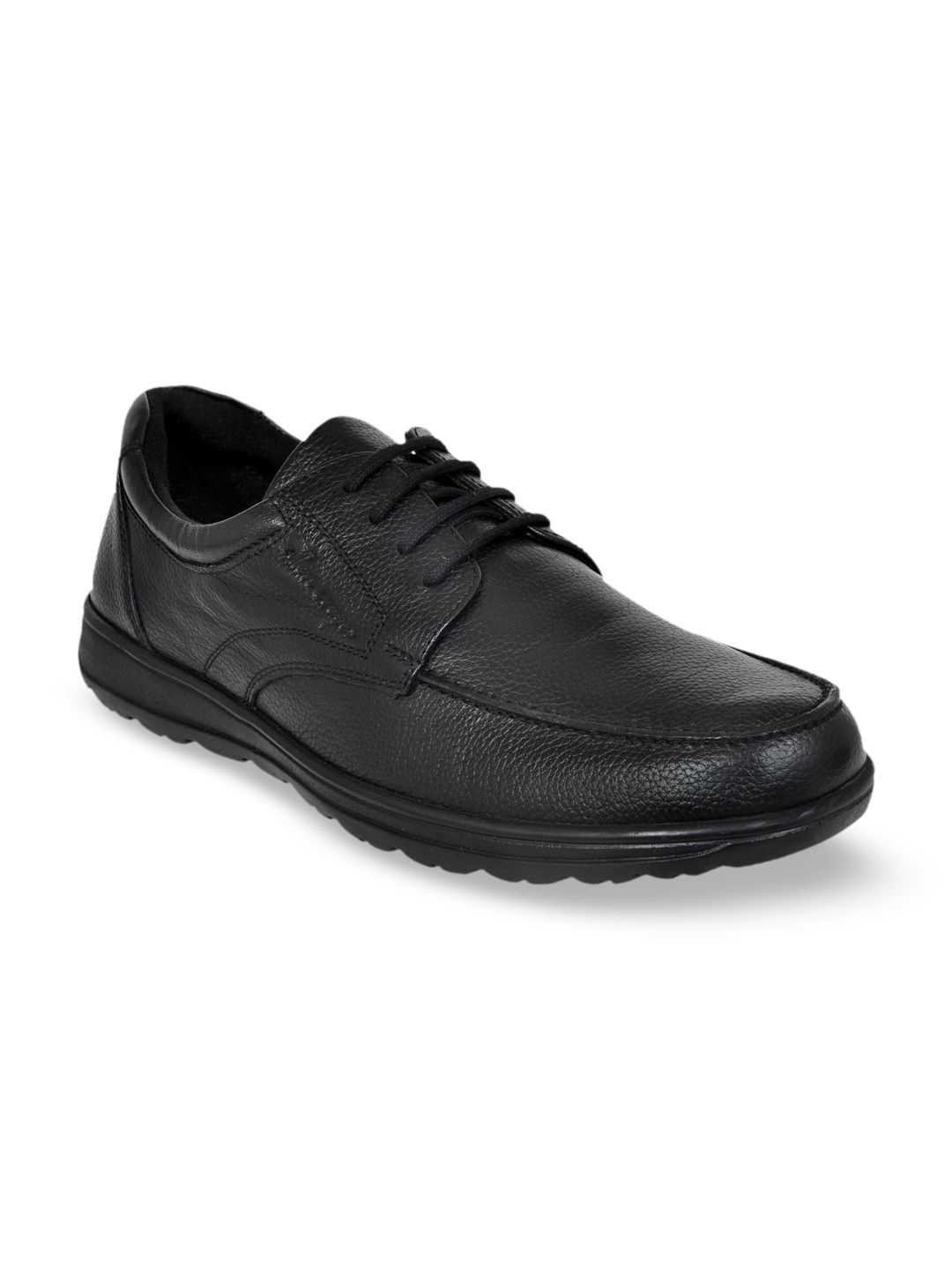 

Allen Cooper Men Black Textured Leather Derbys