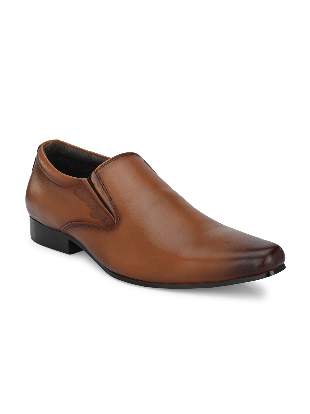 

Delize Men Tan Brown Solid Leather Formal Slip-On Shoes