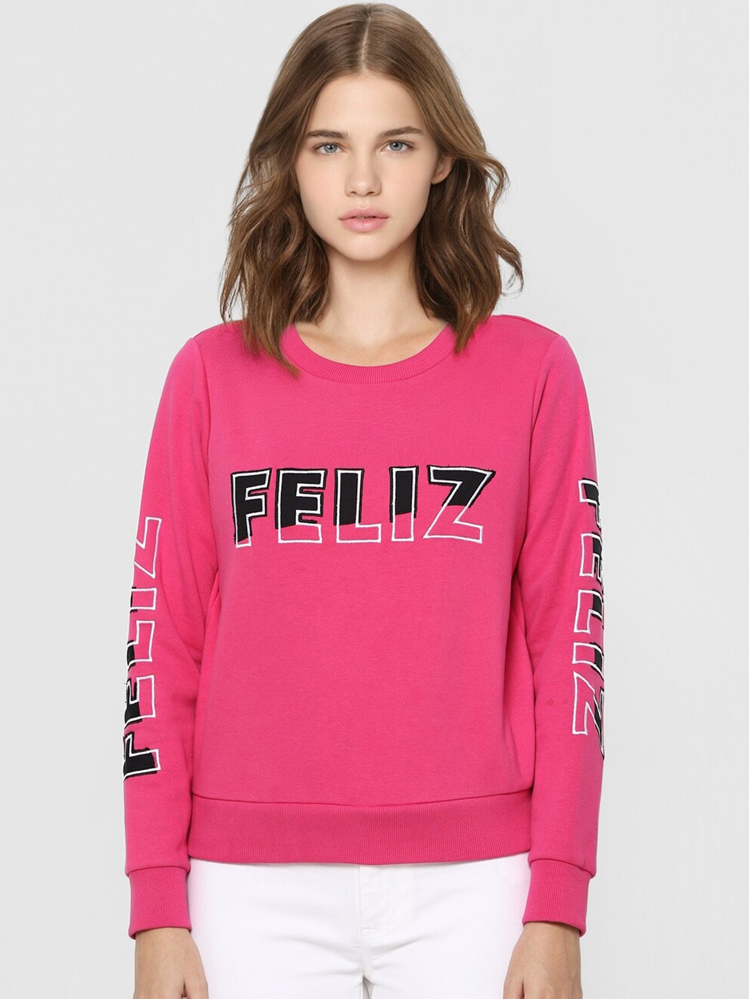 

ONLY Women Pink Printed Sweatshirt