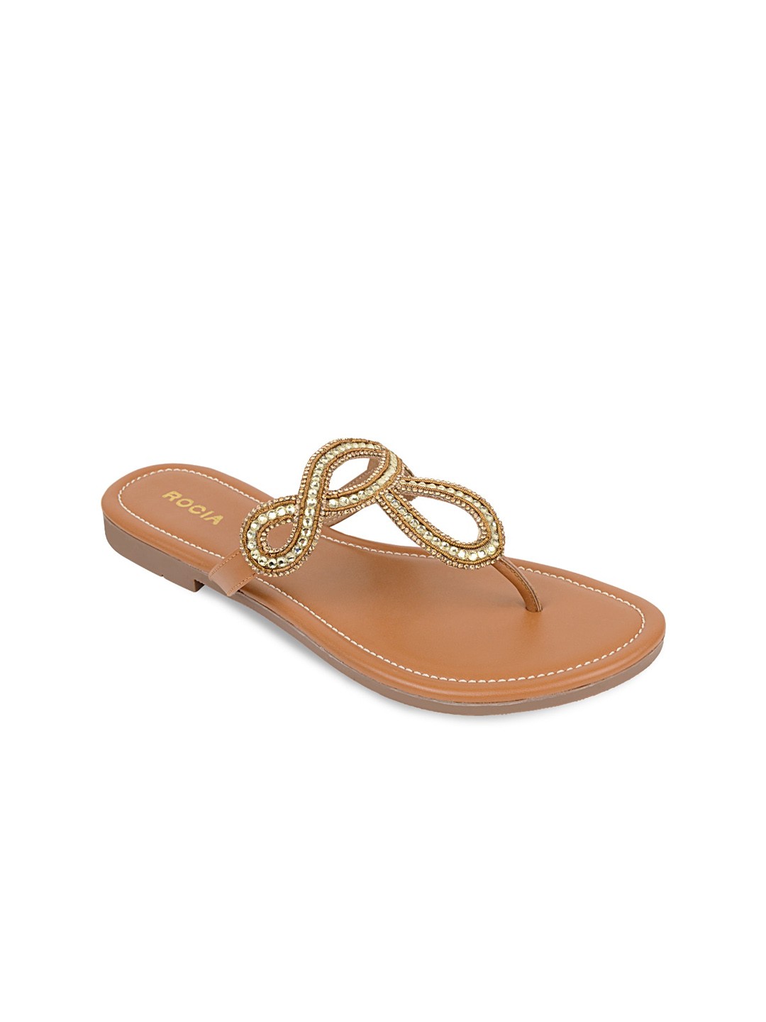 

Rocia Women Gold-Toned Embellished Open Toe Flats