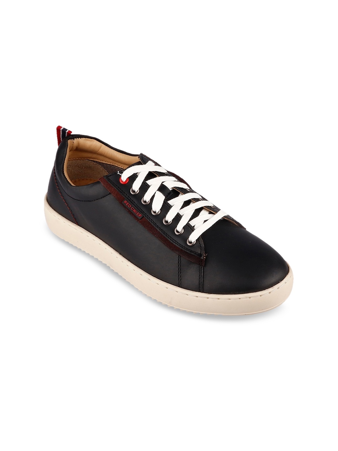 

Red Chief Men Black Leather Sneakers