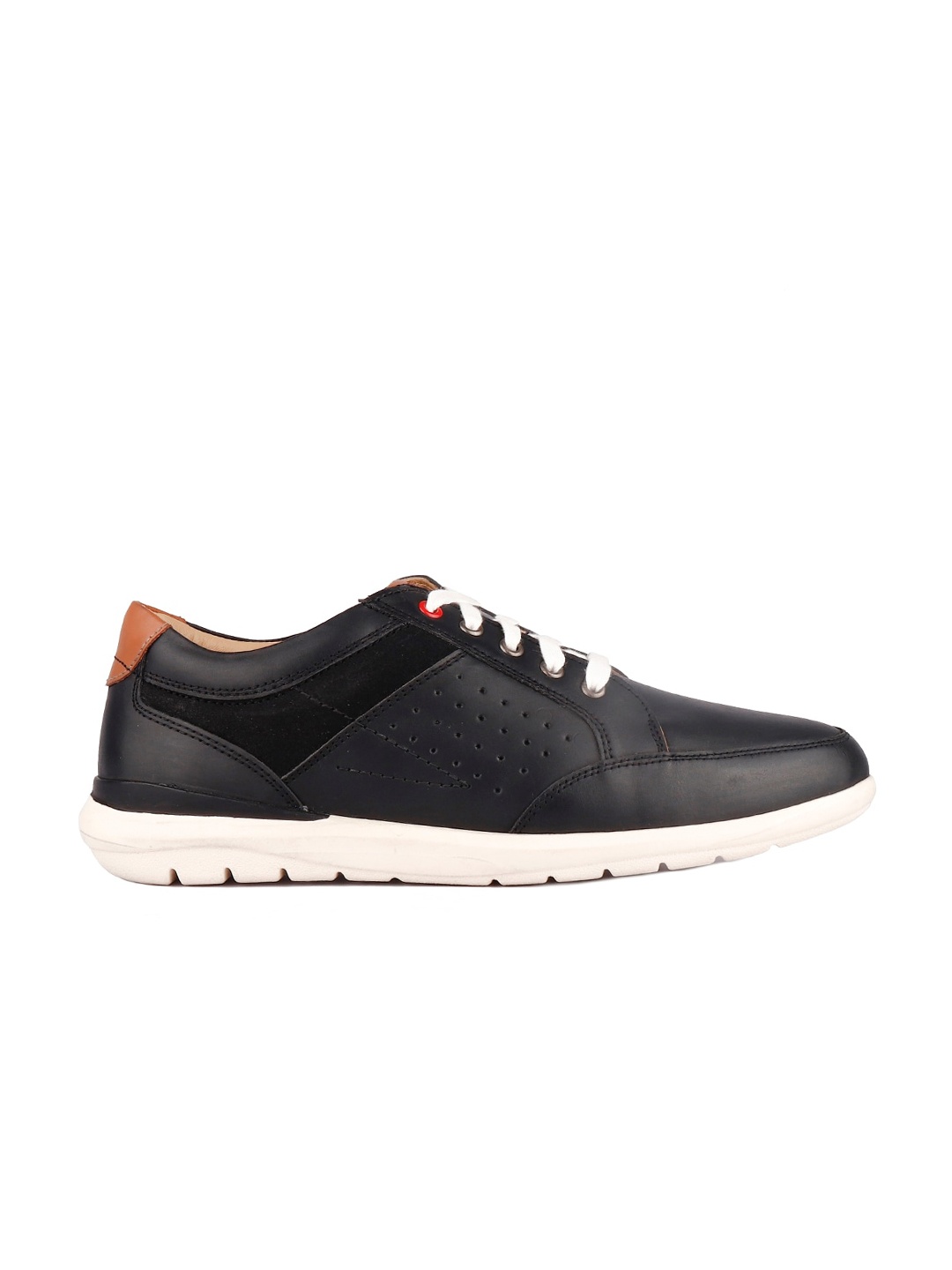 

Red Chief Men Black Perforations Leather Sneakers