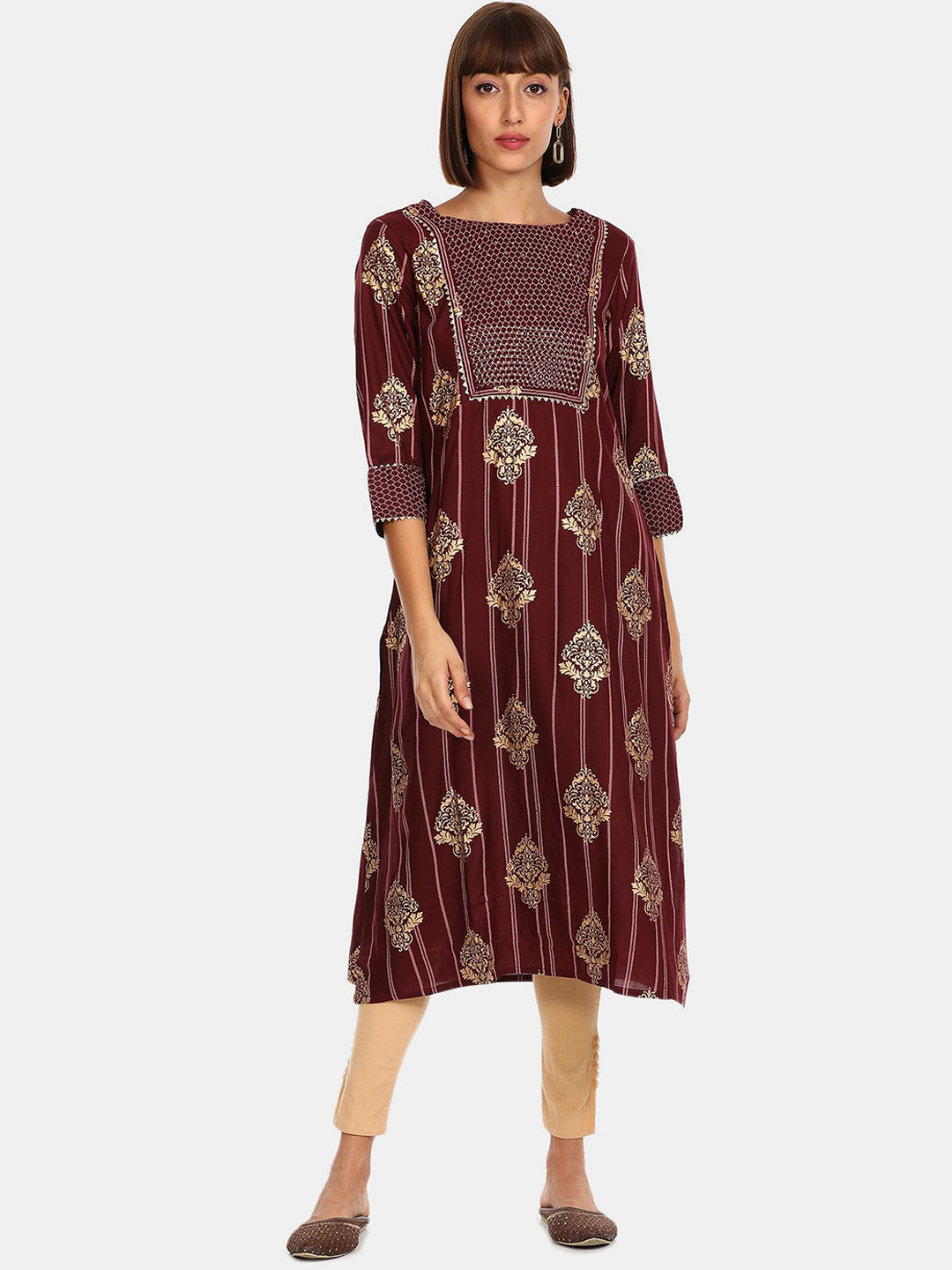 

Anahi Women Red & Ethnic Motifs Printed A-Line Kurta