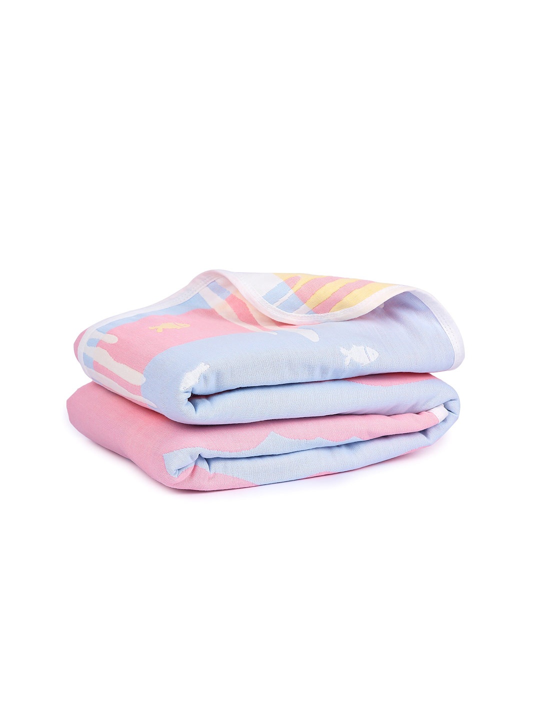 

Butterthief 6 Layer Pink & Blue Cotton Muslin Baby Blanket Cum Wrapper