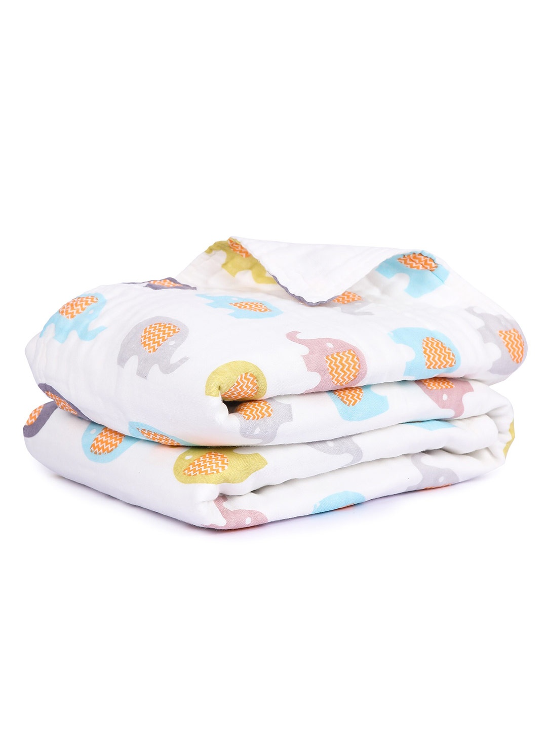 

Butterthief Baby's White & Blue 6 Layer Organic Cotton Muslin Blanket Cum Wrapper Sheet