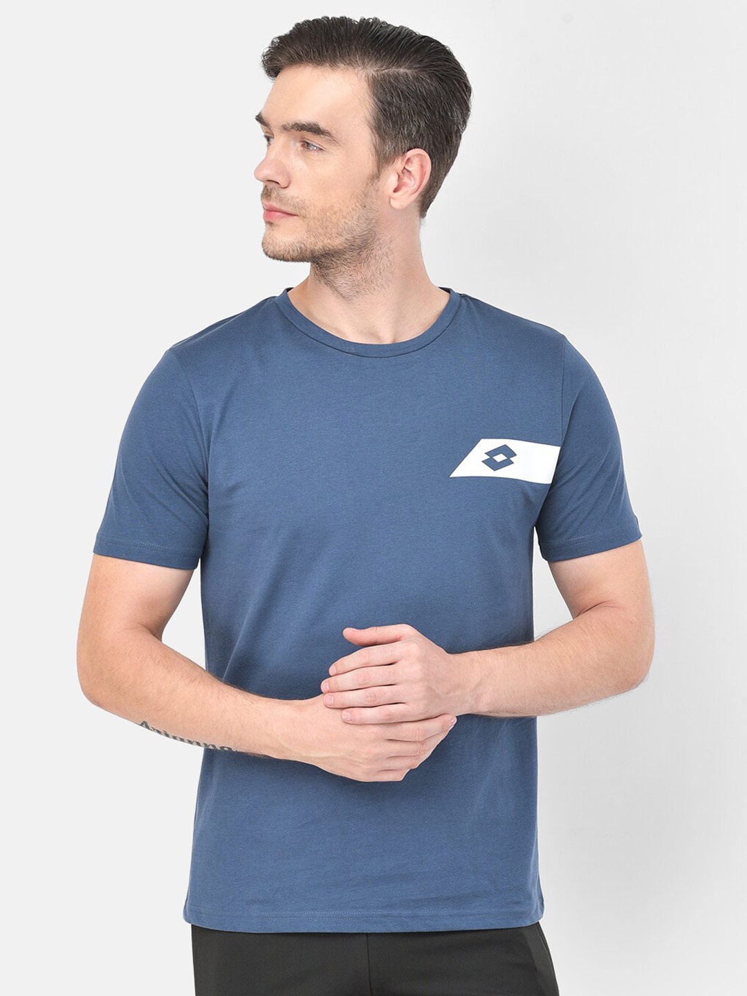 

Lotto Men Blue Brand Logo Printed T-shirt