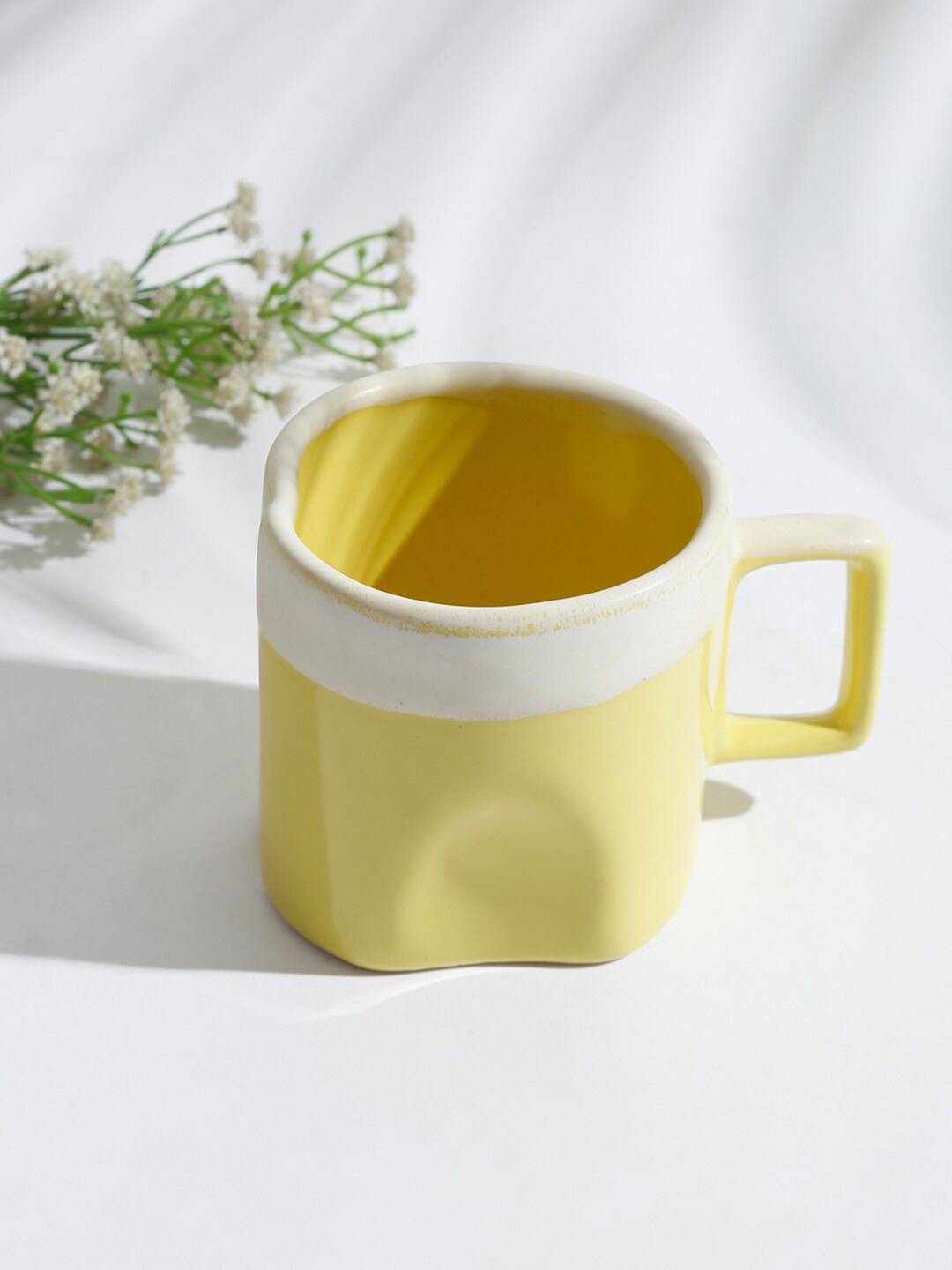 

Fabindia Yellow & White Solid Ceramic Glazed Matte Mug