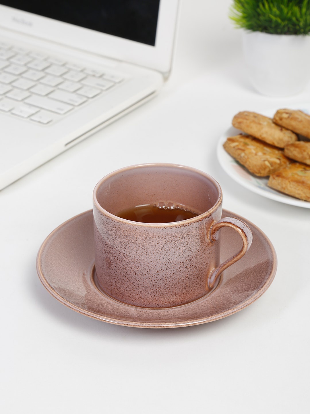 

Fabindia Brown Solid Bone China Cup And Saucer