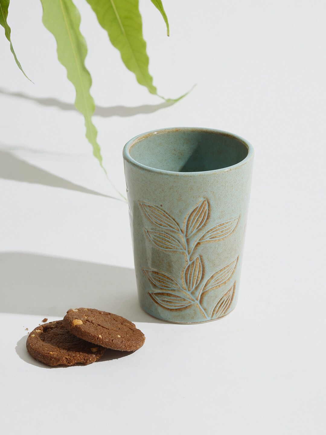 

Fabindia Green & Brown Printed Ceramic Glossy Mug
