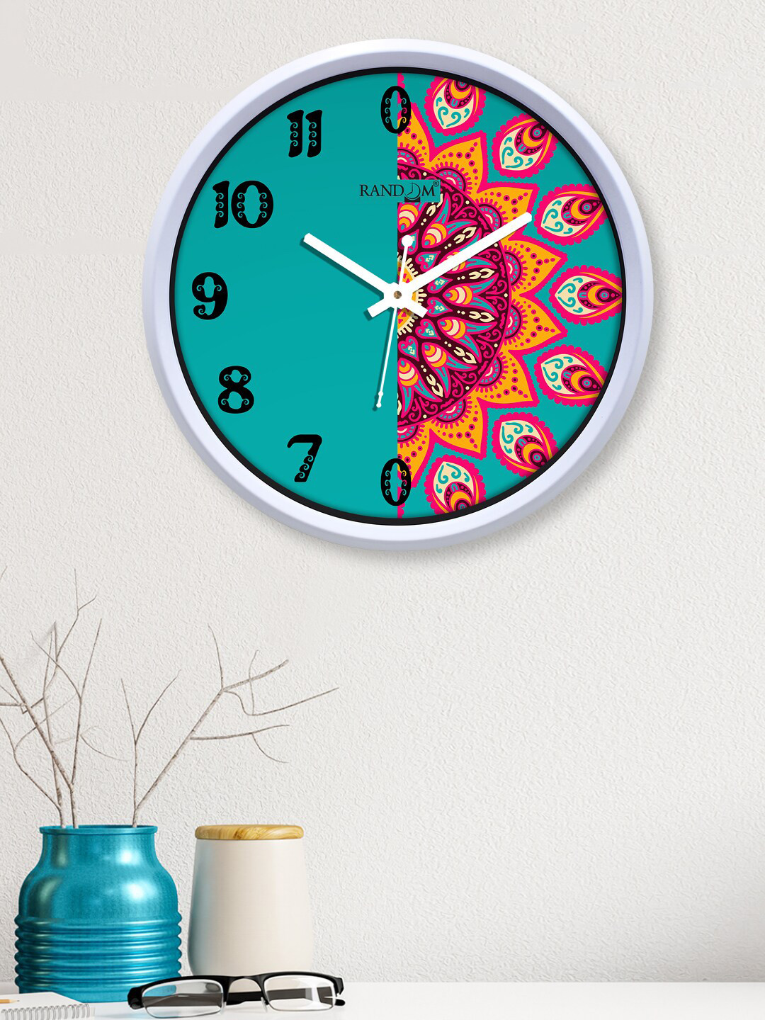 

RANDOM Green & Orange Printed Contemporary Wall Clock 30 cm