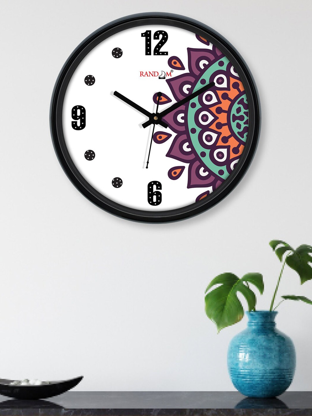 

RANDOM White & Black Printed Contemporary 30.4 cm Analogue Wall Clock