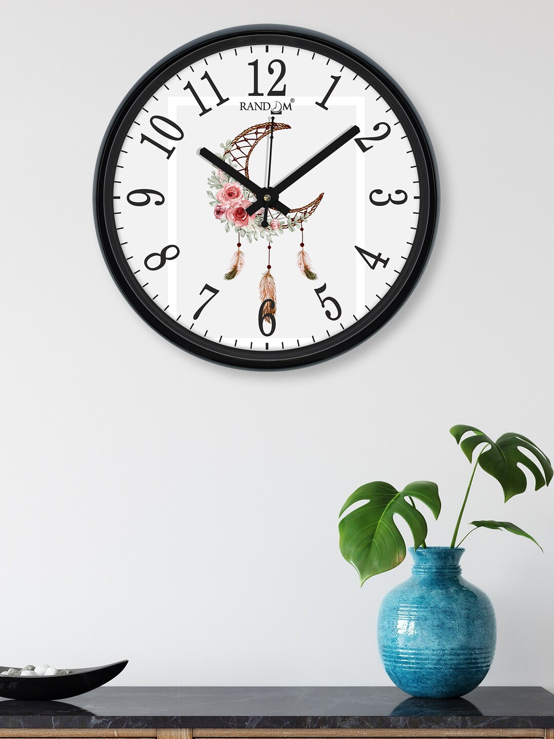 

RANDOM White & Black Printed Contemporary 30.4 cm Analogue Wall Clock