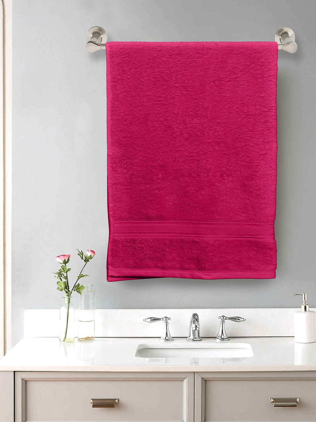 

Home Fresh Pink Solid Pure Cotton 550 GSM Bath Towel