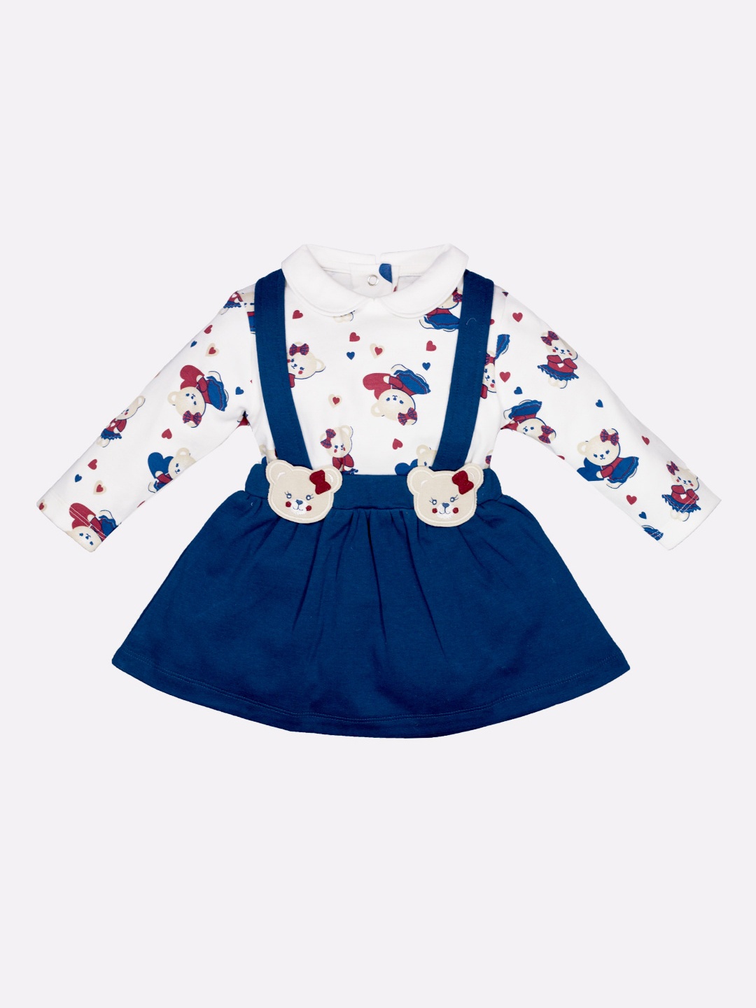 

BABY GO White & Blue Pinafore Dress
