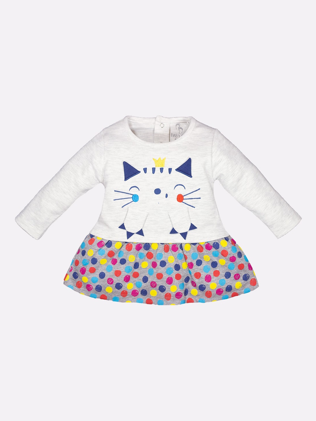 

BABY GO White & Multicoloured A-Line Dress