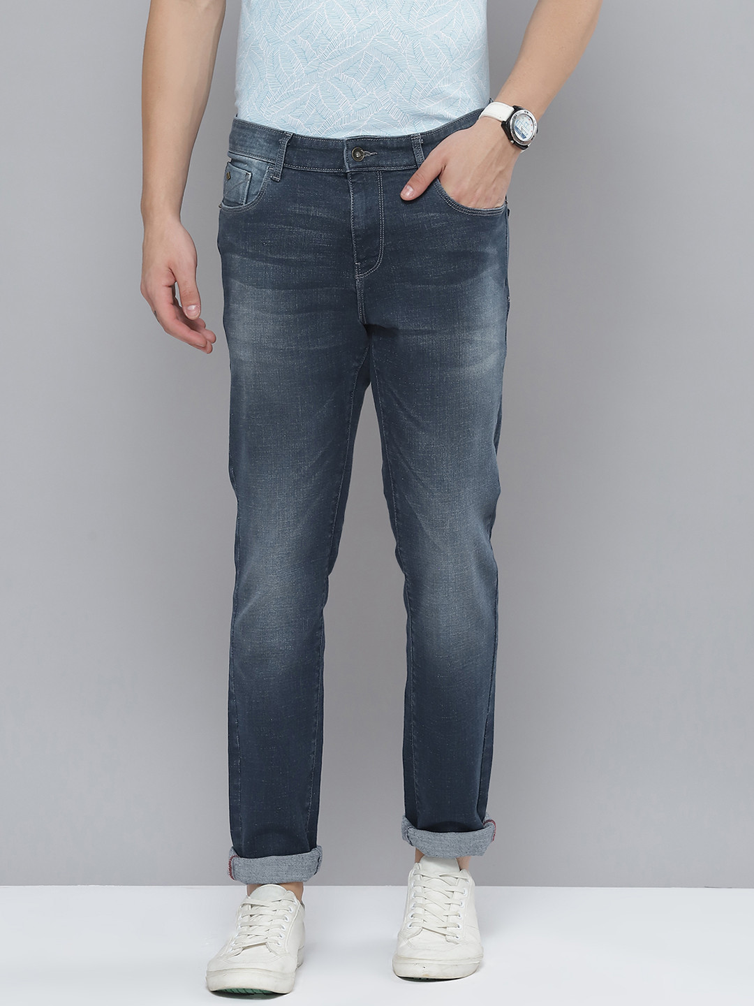 

Indian Terrain Men Navy Blue Brooklyn Slim Fit Heavy Fade Stretchable Jeans