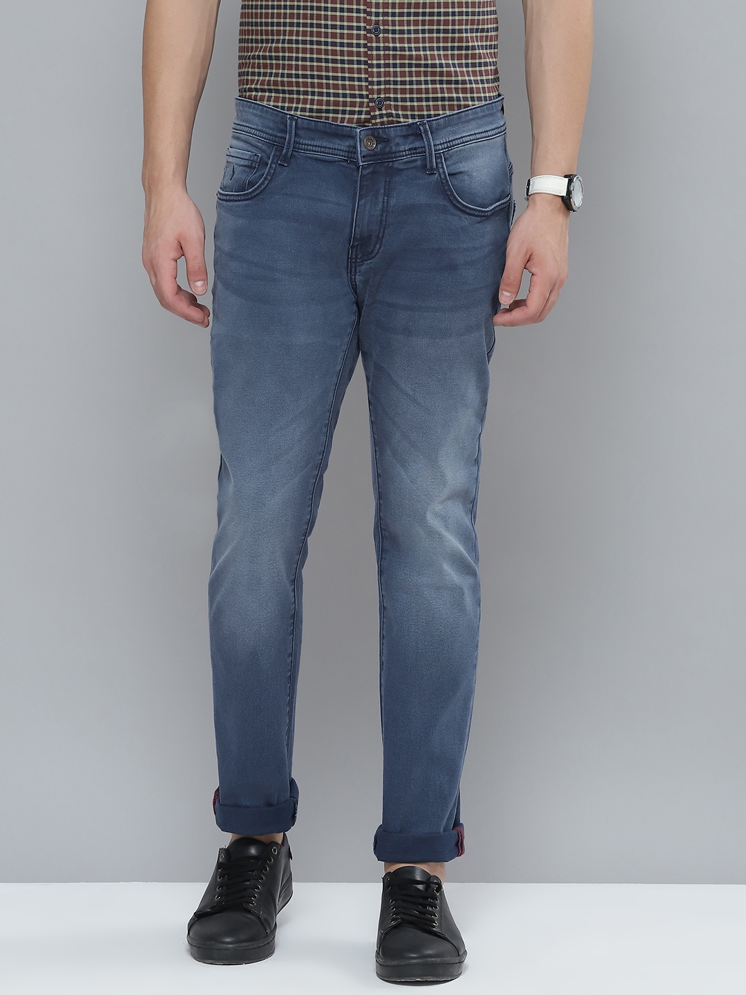 

Indian Terrain Men Blue Trenton Tapered Fit Light Fade Stretchable Jeans