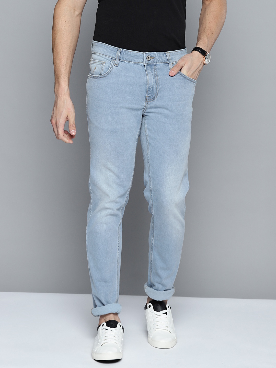 

Indian Terrain Men Blue Washed Brooklyn Slim Fit Light Fade Stretchable Jeans