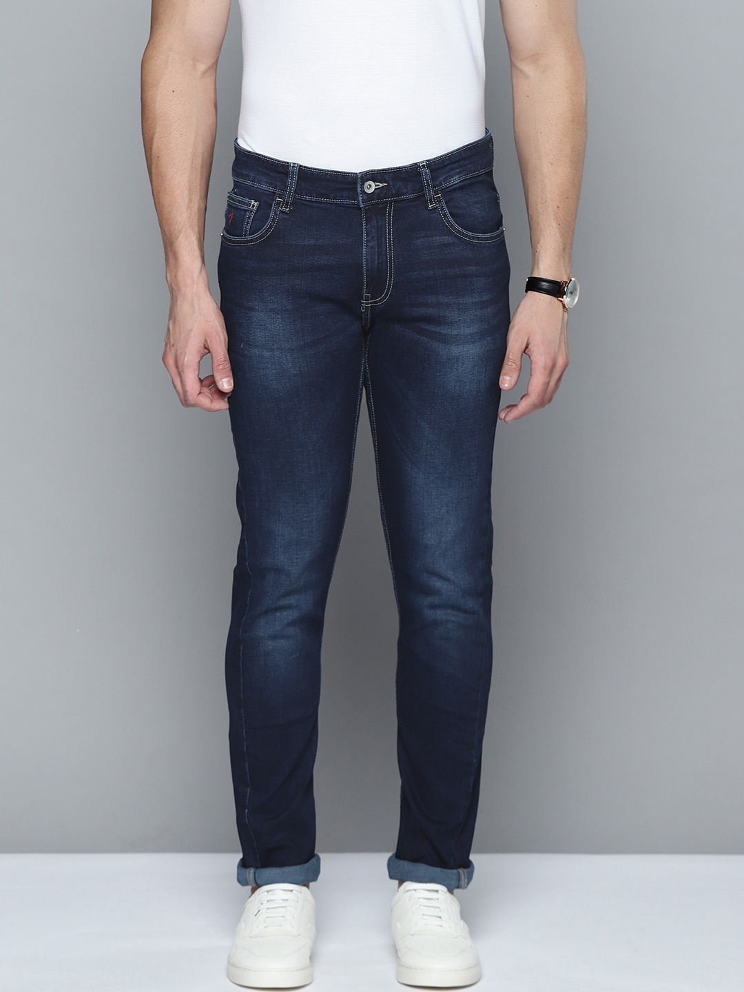 

Indian Terrain Men Navy Blue Brooklyn Regular Fit Light Fade Stretchable Jeans