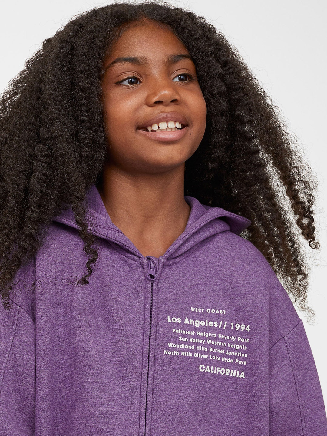 

H&M Girls Purple & White Printed Zip-Through Hoodie