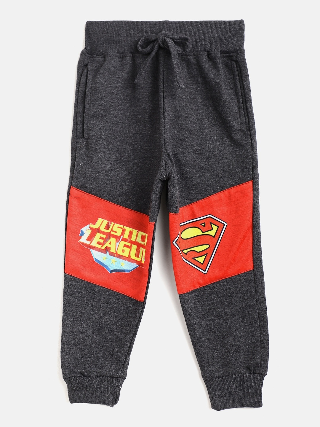 

Eteenz Boys Charcoal Grey & Red Colourblocked Joggers with Spiderman Print Detail