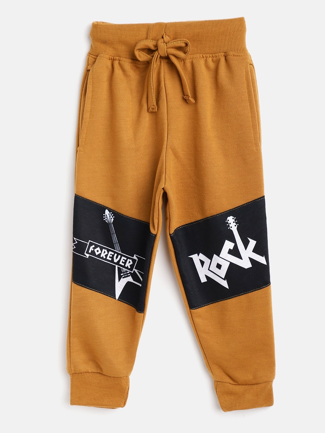 

Eteenz Boys Brown & Black Typography Print Cotton Joggers