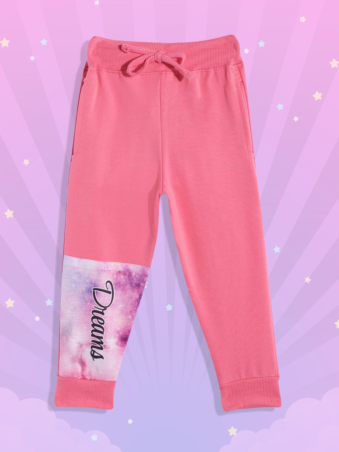 

Eteenz Girls Pink Pure Cotton Typography Print Joggers