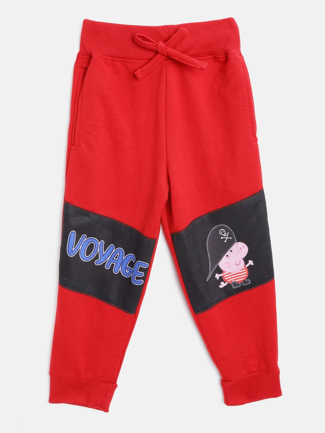 

Eteenz Boys Red & Black Peppa Pig Print Cotton Joggers