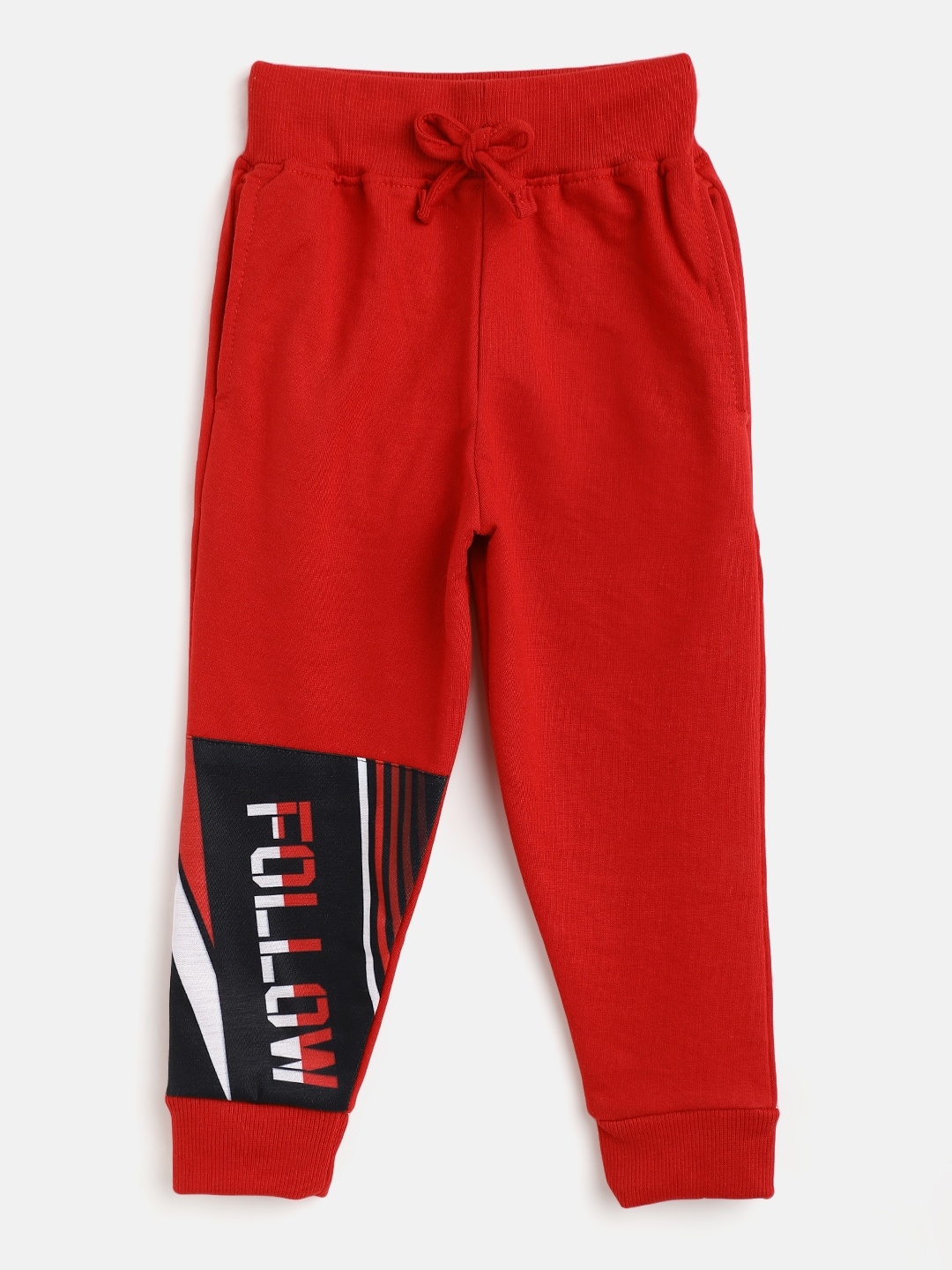 

Eteenz Boys Maroon & Navy Blue Printed Pure Cotton Joggers