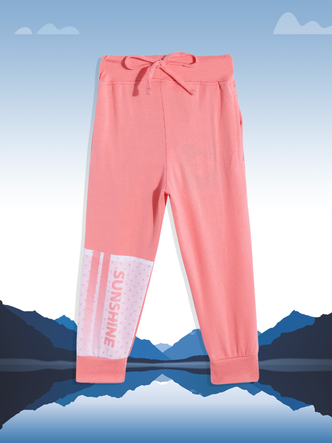 

Eteenz Girls Peach-Coloured & White Pure Cotton Typography Print Joggers